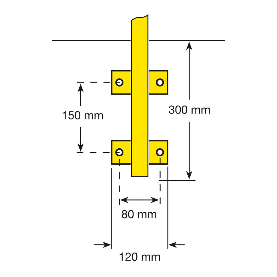 arceau de protection Ø48 mm - 1300x1000 mm - montage mural - galvanisé à chaud et thermolaqué - jaune/noir-3