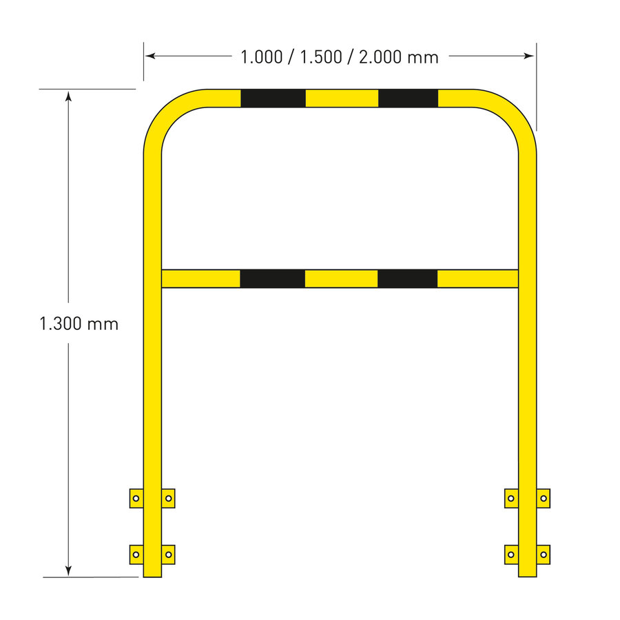 beschermbeugel Ø48 mm - 1300x1000 mm - wandmontage - thermisch verzinkt en gepoedercoat - geel/zwart-4