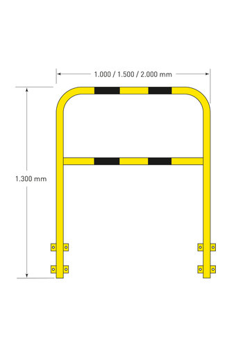 beugel Ø48 mm - 1300x2000 mm - wandmontage - gepoedercoat 