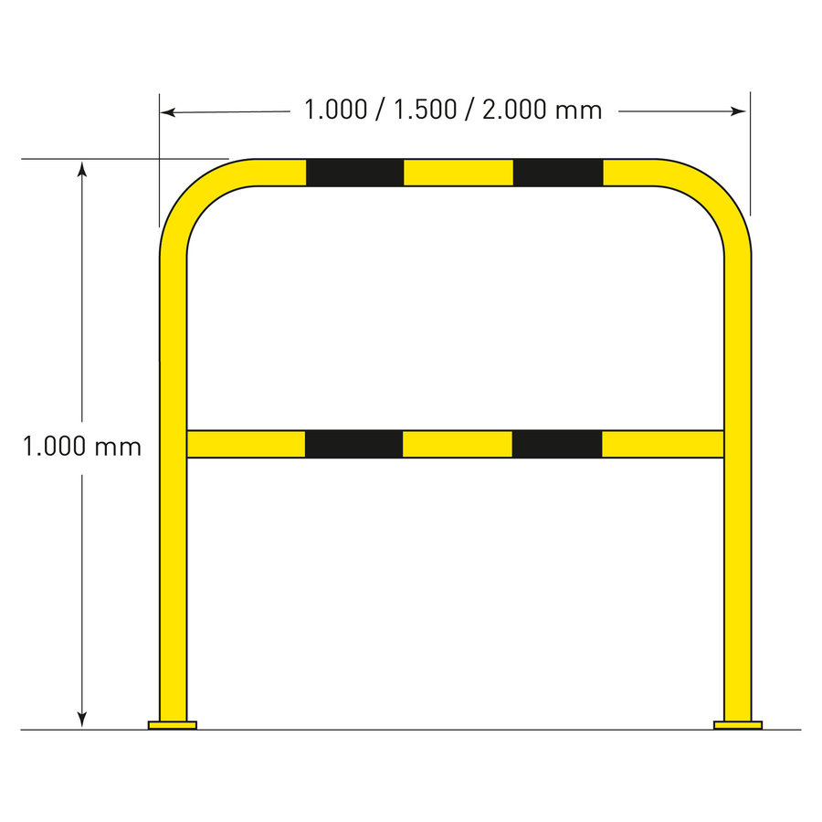 arceau de protection Ø48 mm - 1000x1500 mm - platines - galvanisé à chaud et thermolaqué - jaune/noir-4