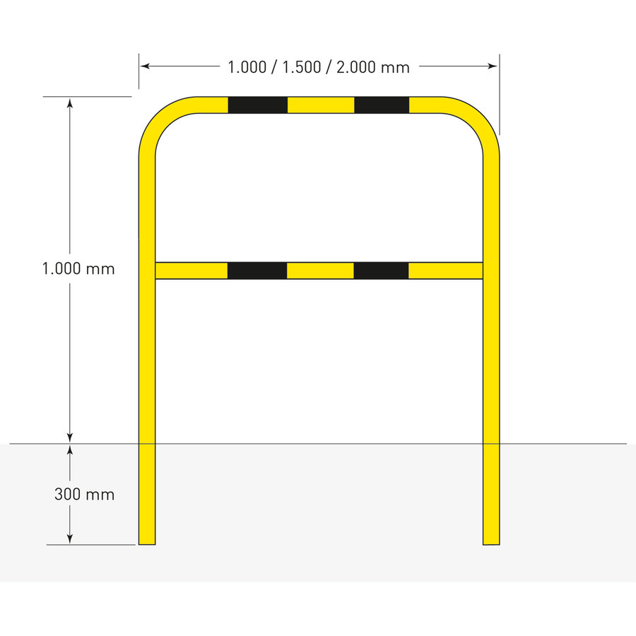 beschermbeugel Ø48 mm - 1300x1500 mm - betonneren/uitneembaar - gepoedercoat - geel/zwart-1