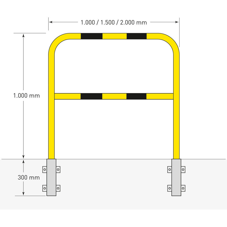 beschermbeugel Ø48 mm - 1300x2000 mm - betonneren/uitneembaar - gepoedercoat - geel/zwart-5