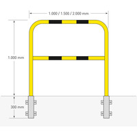 thumb-beschermbeugel Ø48 mm - 1300x1000 mm - betonneren/uitneembaar - thermisch verzinkt en gepoedercoat - geel/zwart-1