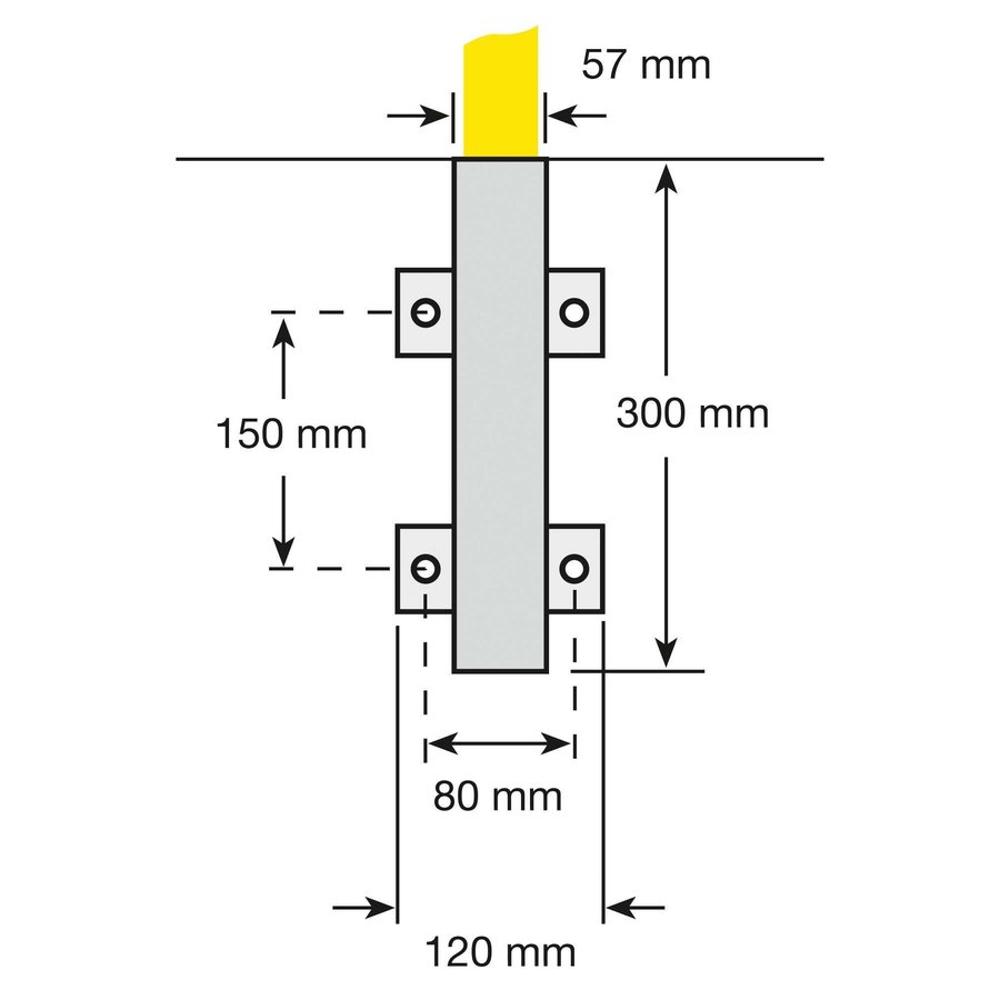 beschermbeugel Ø48 mm - 1300x2000 mm - betonneren/uitneembaar - thermisch verzinkt en gepoedercoat - geel/zwart-4