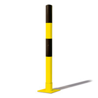 thumb-MORION-Swing poteau de délimitation fixe et autorelevable Ø 76 sur platine - galvanisé à chaud et thermolaqué jaune/noir-1