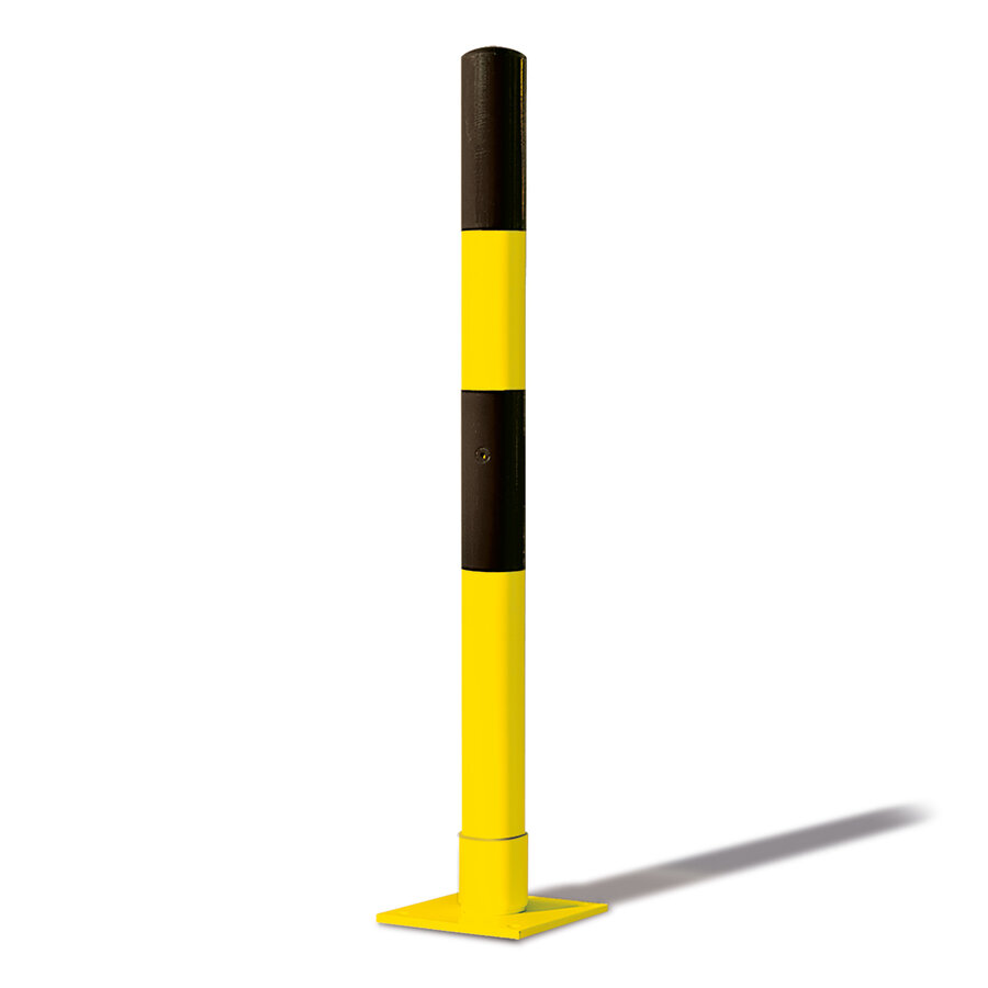 MORION-Swing poteau de délimitation fixe et autorelevable Ø 76 sur platine - galvanisé à chaud et thermolaqué jaune/noir-1