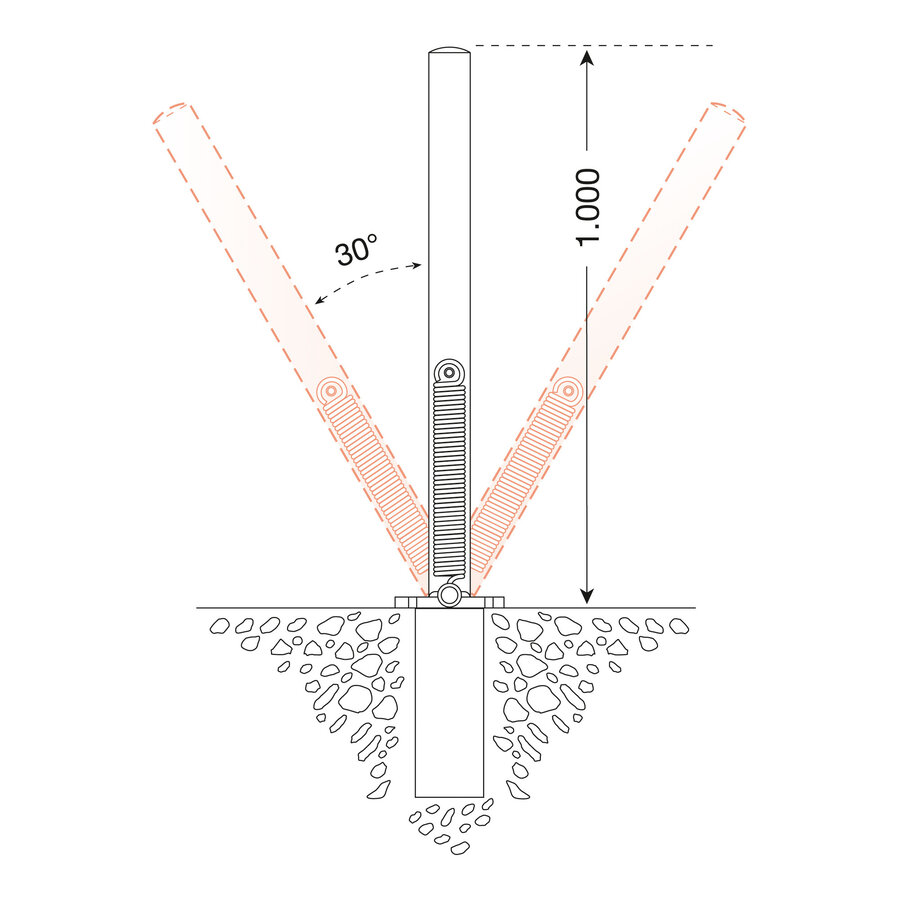 MORION-Swing vaste en verende afzetpaal Ø 76 mm om in te betonneren - thermisch verzinkt en rood/wit gepoedercoat-4
