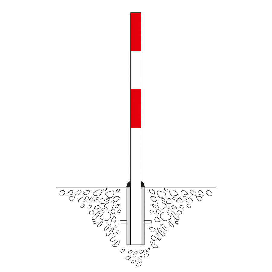 PARAT-A uitneembare afzetpaal - Ø 60 mm - geen kettingogen - wit/rood-5