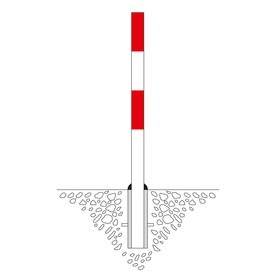 PARAT-A poteau de délimitation amovible - 70 x 70 mm - sans anneaux de chaîne - blanc/rouge-2