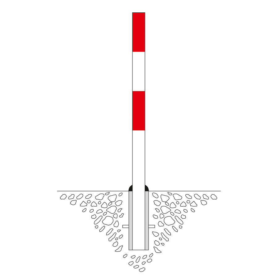 PARAT-A poteau de délimitation amovible - Ø 76 mm - deux anneaux de chaîne - blanc/rouge-2