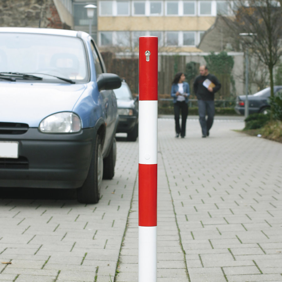 PARAT-A uitneembare afzetpaal - Ø 76 mm - twee kettingogen - rood/wit-3