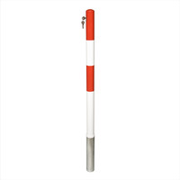 thumb-PARAT-A poteau de délimitation amovible - Ø 60 mm - deux anneaux de chaîne - blanc/rouge-2