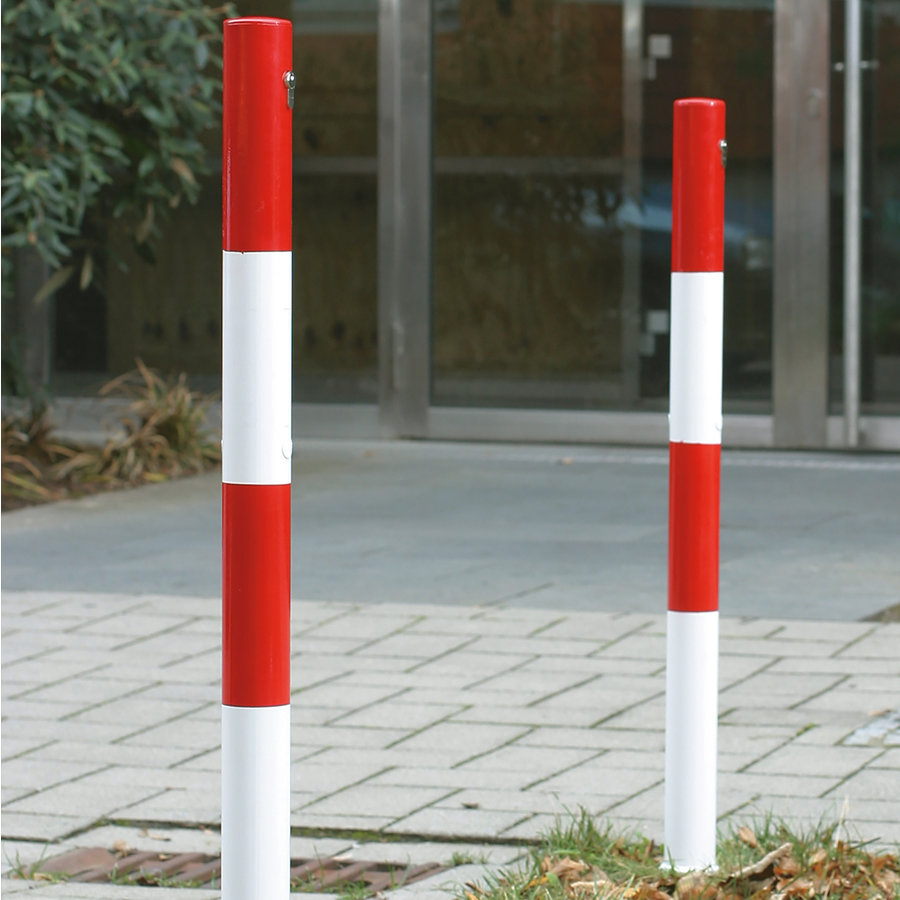 PARAT-A uitneembare afzetpaal - Ø 60 mm - 2 kettingogen - rood/wit-7