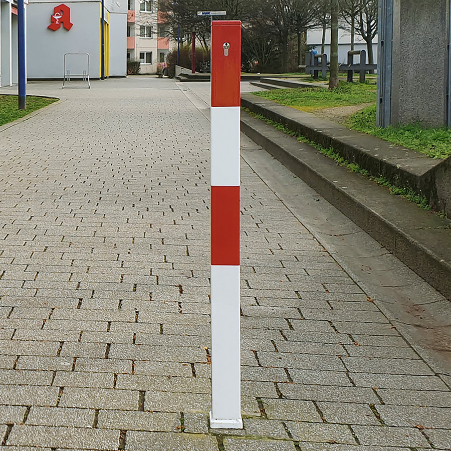PARAT-A uitneembare afzetpaal - 70 x 70 mm - één kettingoog rechts - rood/wit-3