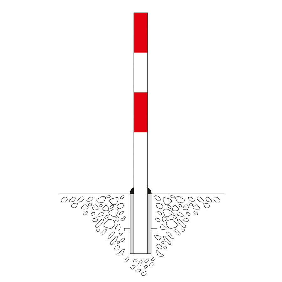 PARAT-A uitneembare afzetpaal - Ø 76 mm - één kettingoog links - wit/rood-2