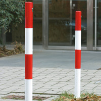 thumb-PARAT-A poteau de délimitation amovible - Ø 76 mm - un anneaux de chaîne gauche - blanc/rouge-5