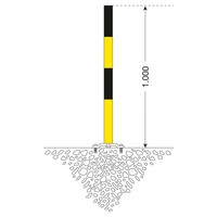 thumb-PARAT-B uitneembare afzetpaal op voetplaat - Ø 60 mm - geen kettingogen - geel/zwart-2