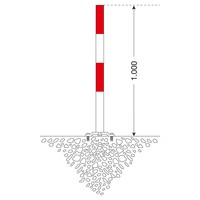 thumb-PARAT-B uitneembare afzetpaal op voetplaat - Ø 60 mm - geen kettingogen - rood/wit-2