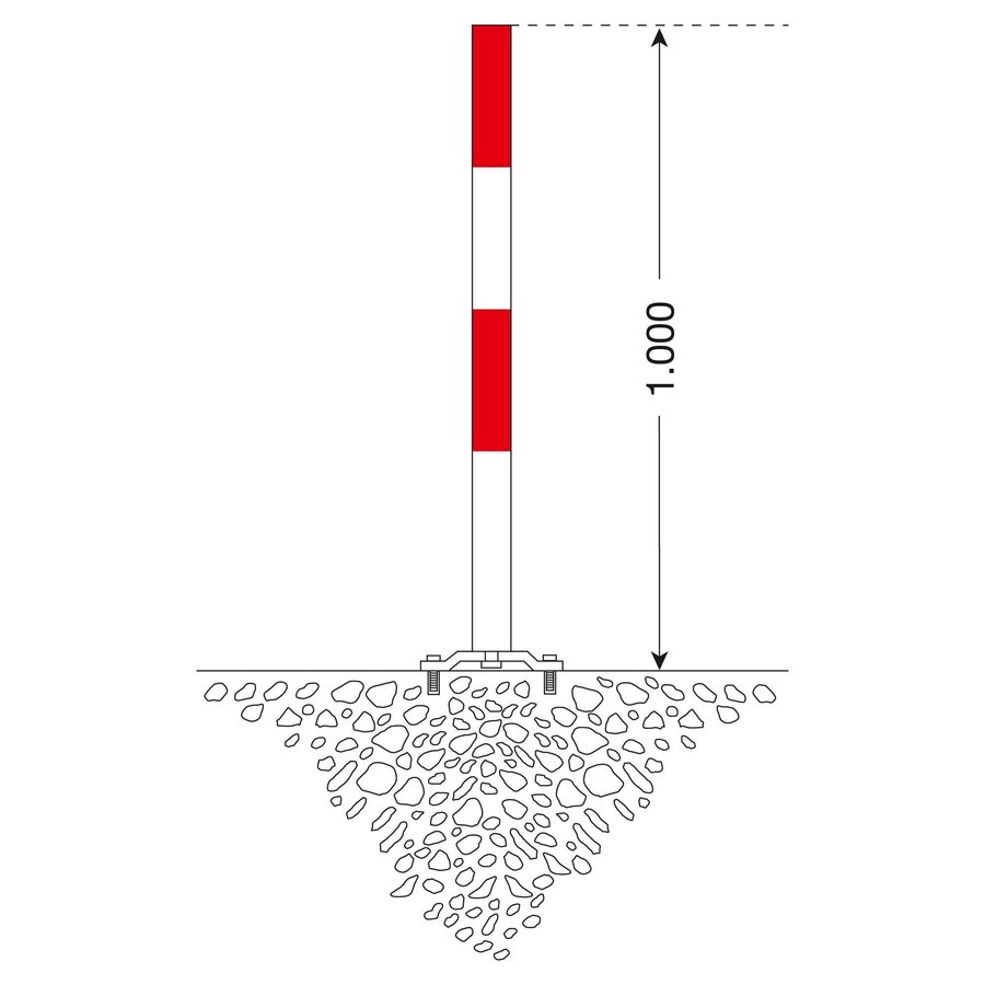 PARAT-B uitneembare afzetpaal op voetplaat - Ø 60 mm - geen kettingogen - rood/wit-2