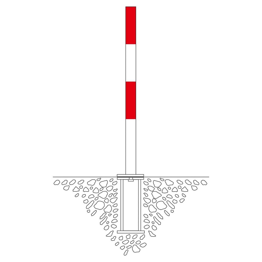 PARAT-B poteau de délimitation amovible à bétonner - Ø 60 mm - deux anneaux de chaîne - rouge/blanc-4
