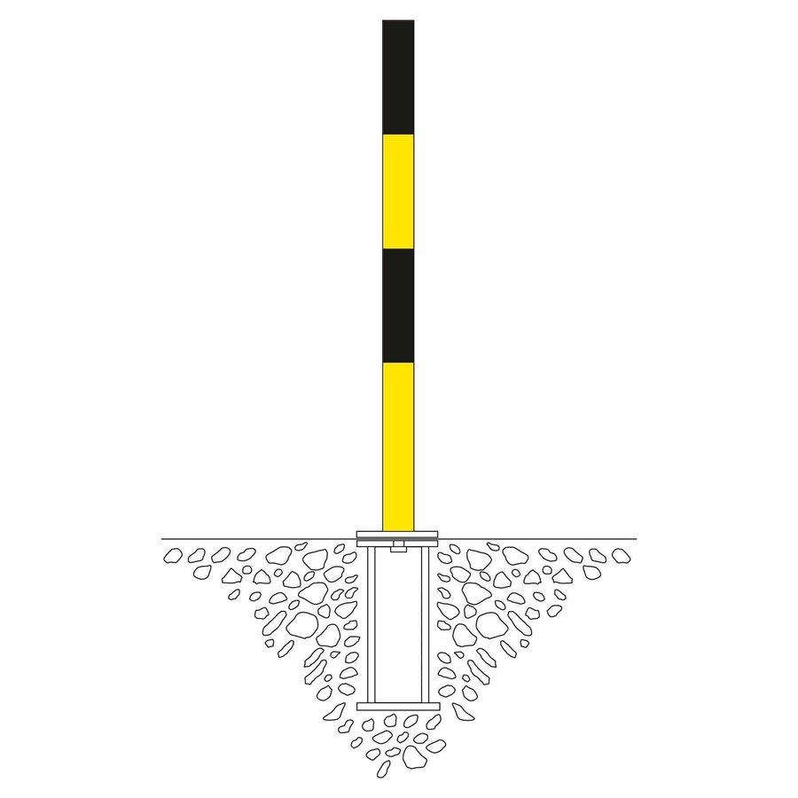 PARAT-B uitneembare afzetpaal om in te betonneren - Ø 60 mm - twee kettingogen - geel/zwart-4