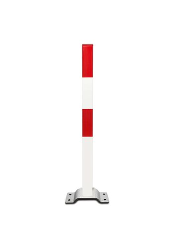 PARAT-B poteau amovible-70x70 mm-sur platine-0 anneaux-rouge/blanc 