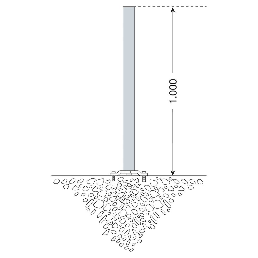 PARAT-B poteau de délimitation amovible sur platine - 70 x 70 mm - sans anneaux de chaîne - galvanisé à chaud-2