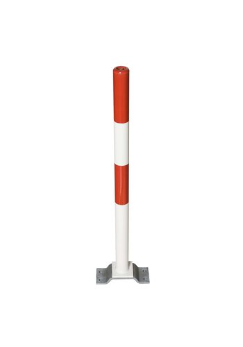 PARAT-B afzetpaal-Ø 76 mm-op voetplaat-0 kettingogen-rood/wit 