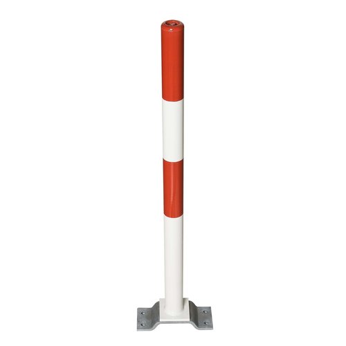 PARAT-B afzetpaal-Ø 76 mm-op voetplaat-0 kettingogen-rood/wit 