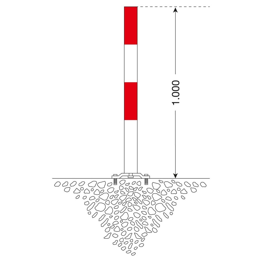 PARAT-B uitneembare afzetpaal op voetplaat - Ø 76 mm - geen kettingogen - rood/wit-2