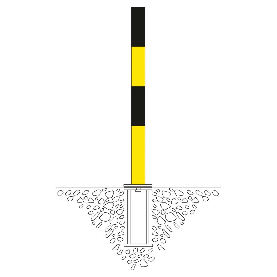 PARAT-B uitneembare afzetpaal om in te betonneren - Ø 76 mm - geen kettingogen - geel/zwart-2