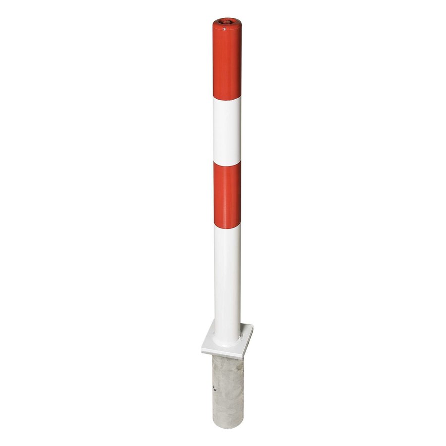 PARAT-B uitneembare afzetpaal om in te betonneren - Ø 76 mm - geen kettingogen - rood/wit-1
