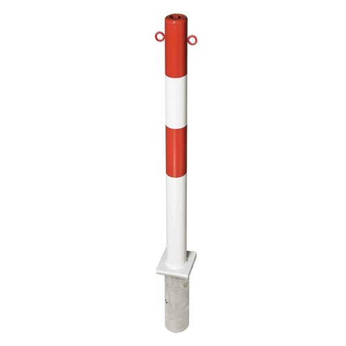 PARAT-B afzetpaal-Ø 76 mm-betonneren-2 kettingogen-rood/wit 