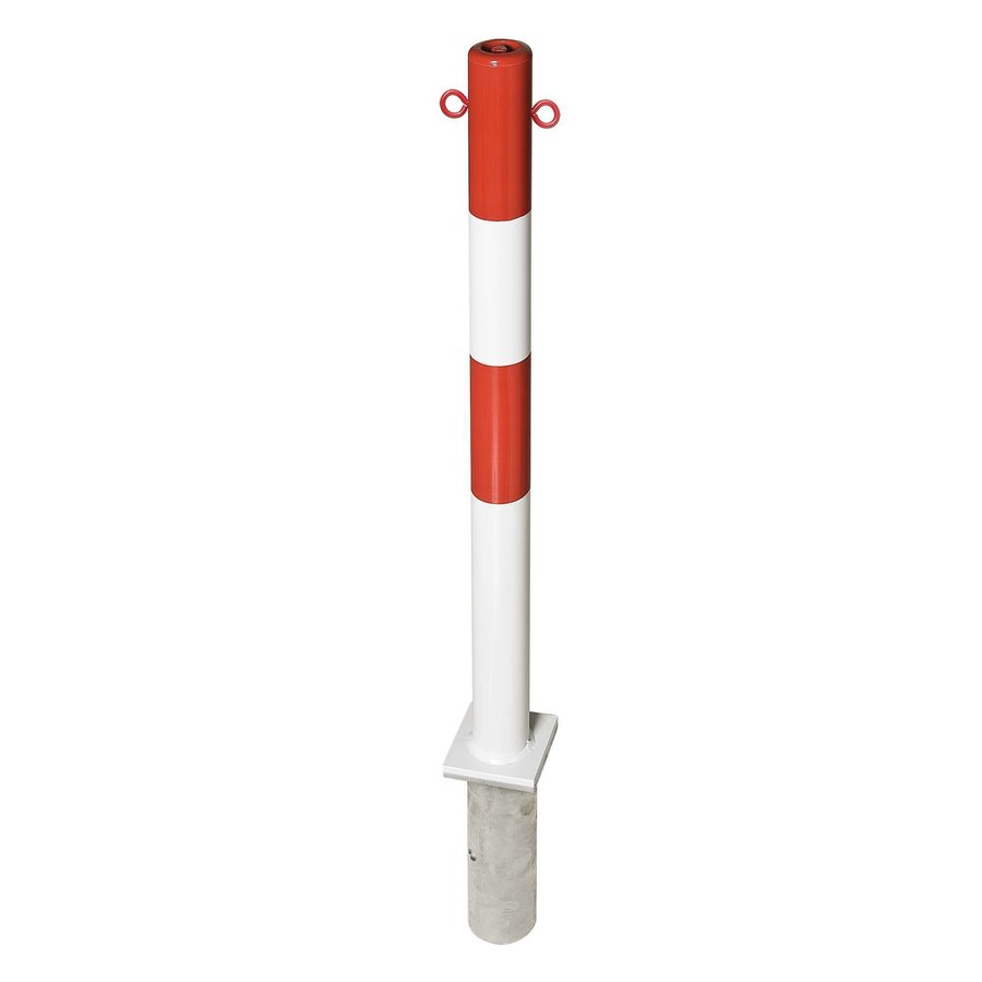 PARAT-B uitneembare afzetpaal om in te betonneren - Ø 76 mm - twee kettingogen - rood/wit-1