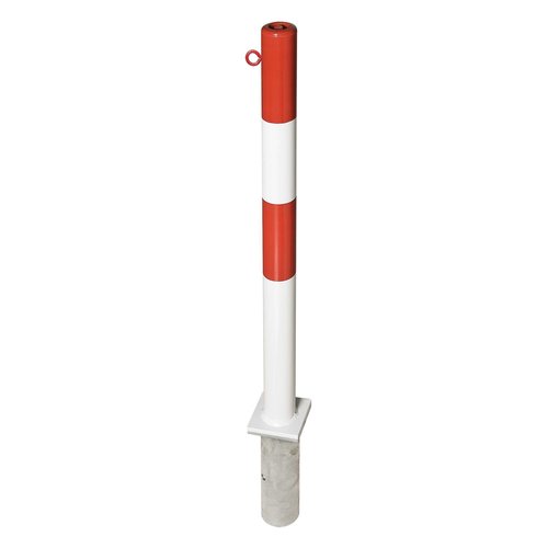 PARAT-B afzetpaal-Ø 76 mm-betonneren-1 kettingoog-rood/wit 