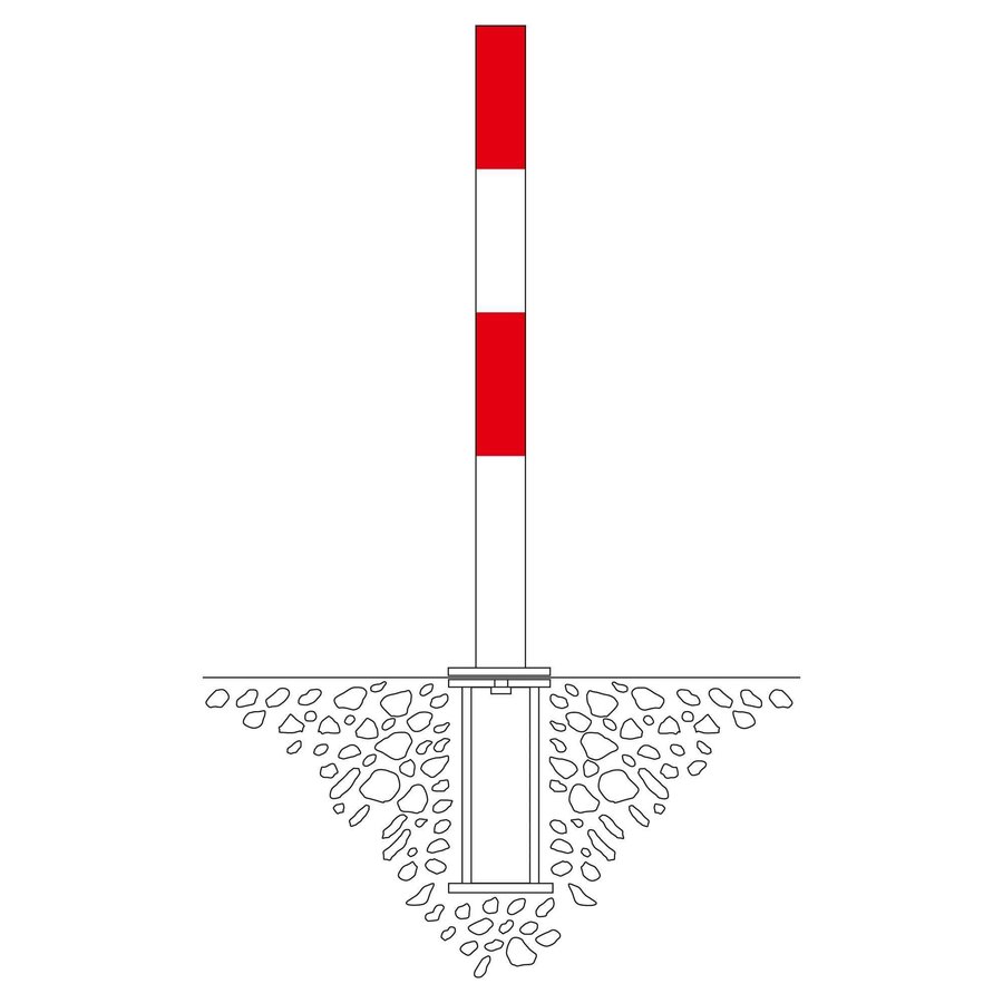 PARAT-B uitneembare afzetpaal om in te betonneren - Ø 76 mm - één kettingoog - rood/wit-2