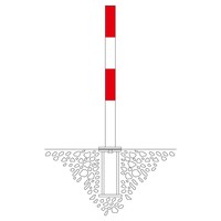 thumb-PARAT-B uitneembare afzetpaal om in te betonneren - 70 x 70 mm - geen kettingogen - rood/wit-2