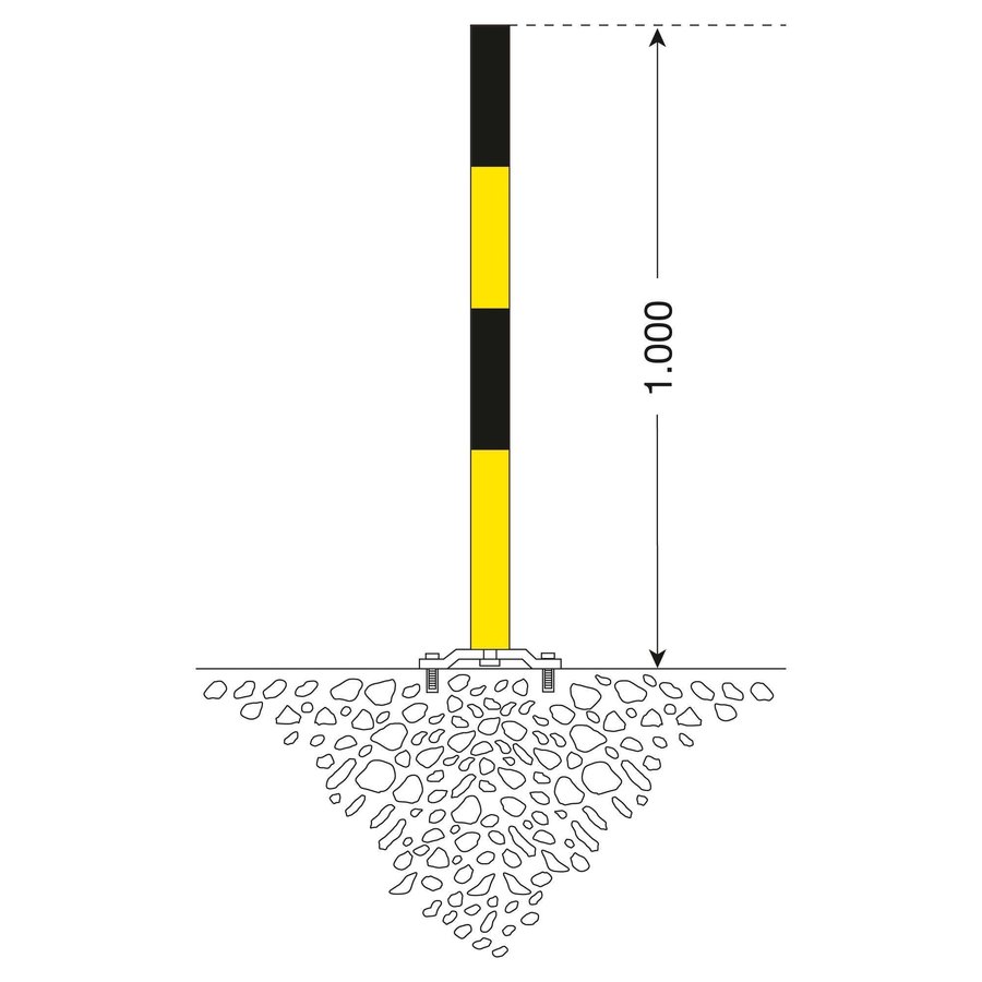 PARAT-B poteau de délimitation amovible sur platine - Ø 60 mm - un anneau de chaîne - jaune/noir-2