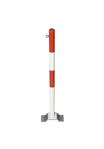 PARAT-B afzetpaal-Ø 60 mm-op voetplaat-1 kettingoog-rood/wit 