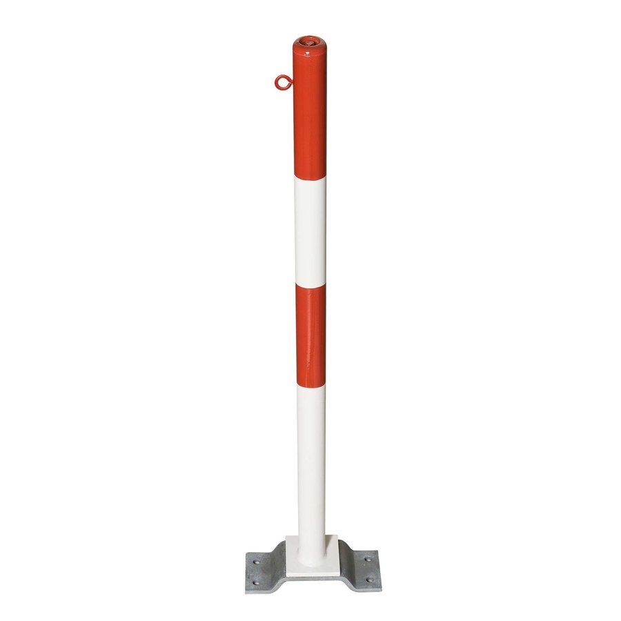 PARAT-B uitneembare afzetpaal op voetplaat - Ø 60 mm - één kettingoog - rood/wit-1