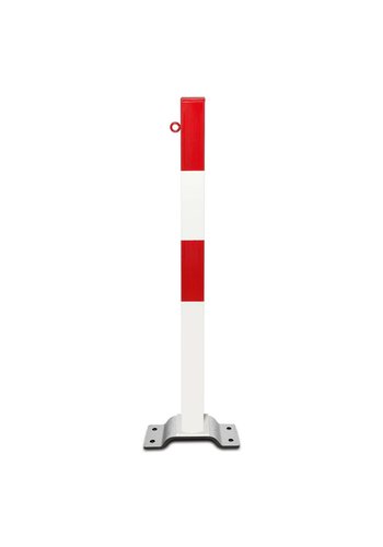 PARAT-B afzetpaal-70x70 mm-op voetplaat-1 kettingoog-rood/wit 