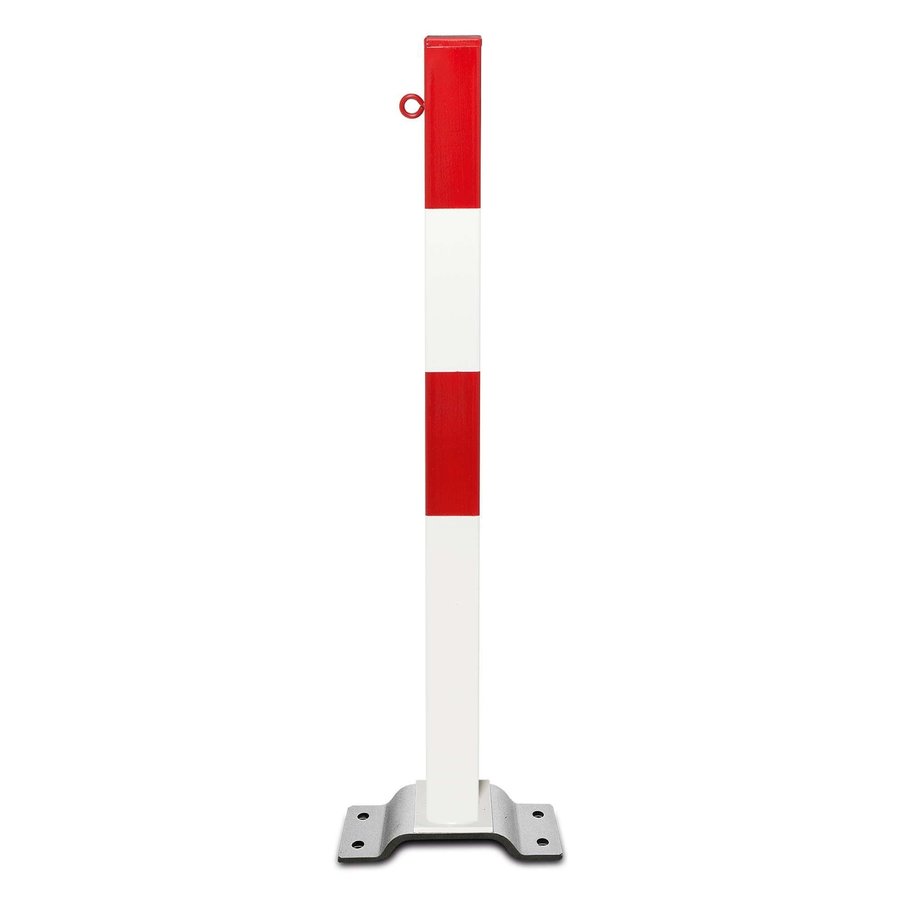 PARAT-B uitneembare afzetpaal op voetplaat - 70 x 70 mm - één kettingoog - rood/wit-1