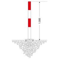 thumb-PARAT-B poteau de délimitation amovible sur platine - 70 x 70 mm - un anneau de chaîne - rouge/blanc-3