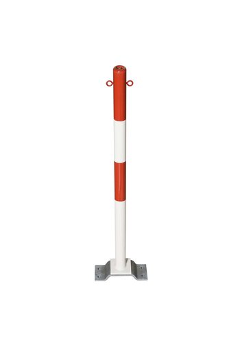 PARAT-B afzetpaal-Ø 60 mm-op voetplaat-2 kettingogen-rood/wit 