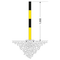 thumb-PARAT-B uitneembare afzetpaal op voetplaat - Ø 60 mm - twee kettingogen - geel/zwart-2