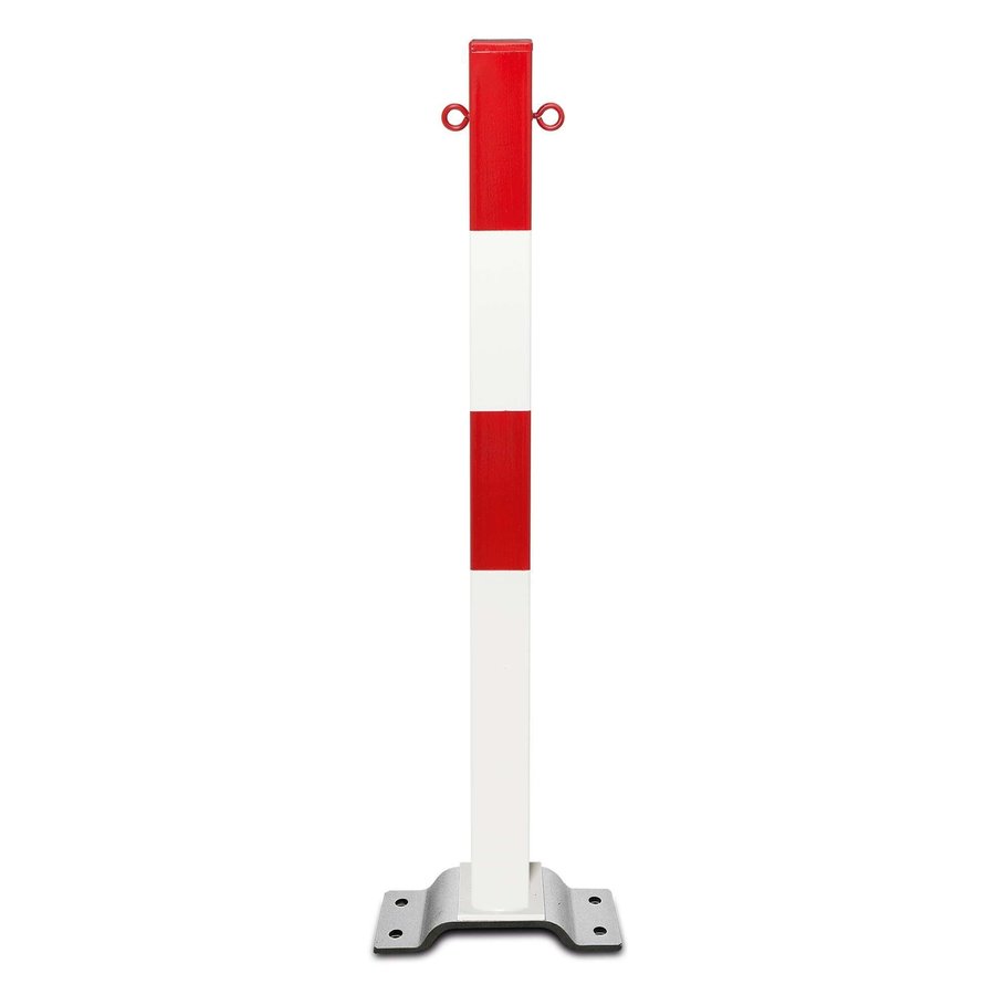 PARAT-B uitneembare afzetpaal op voetplaat - 70 x 70 mm - twee kettingogen - rood/wit-1