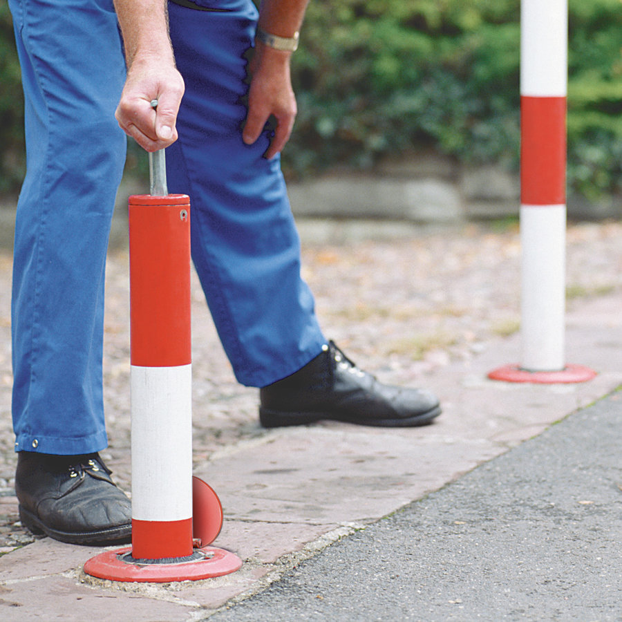 PARAT-Lift verzonken afzetpaal - manueel - thermisch verzinkt en gelakt - rood/wit-3