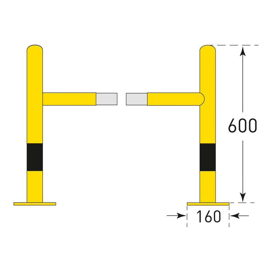 protection de pilier 600 x 620 x 620 mm - galvanisé à chaud et thermolaqué - jaune/noir-4