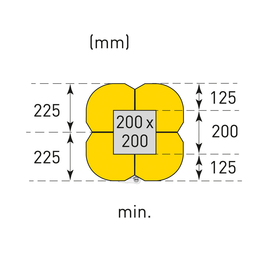 kunststof zuilenbeschermer  - 1100 x 450/550 x 450/550 mm - geel-7