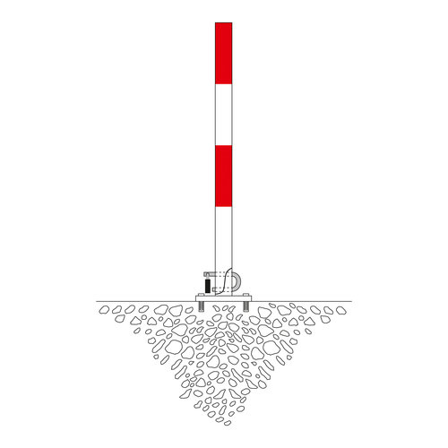 SCHUPO omklapbare afzetpaal op voetplaat - Ø 60 mm - rood/wit 